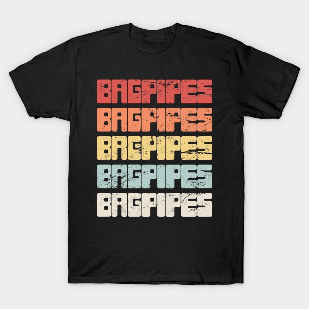 Vintage 70s BAGPIPES Text T-Shirt by MeatMan